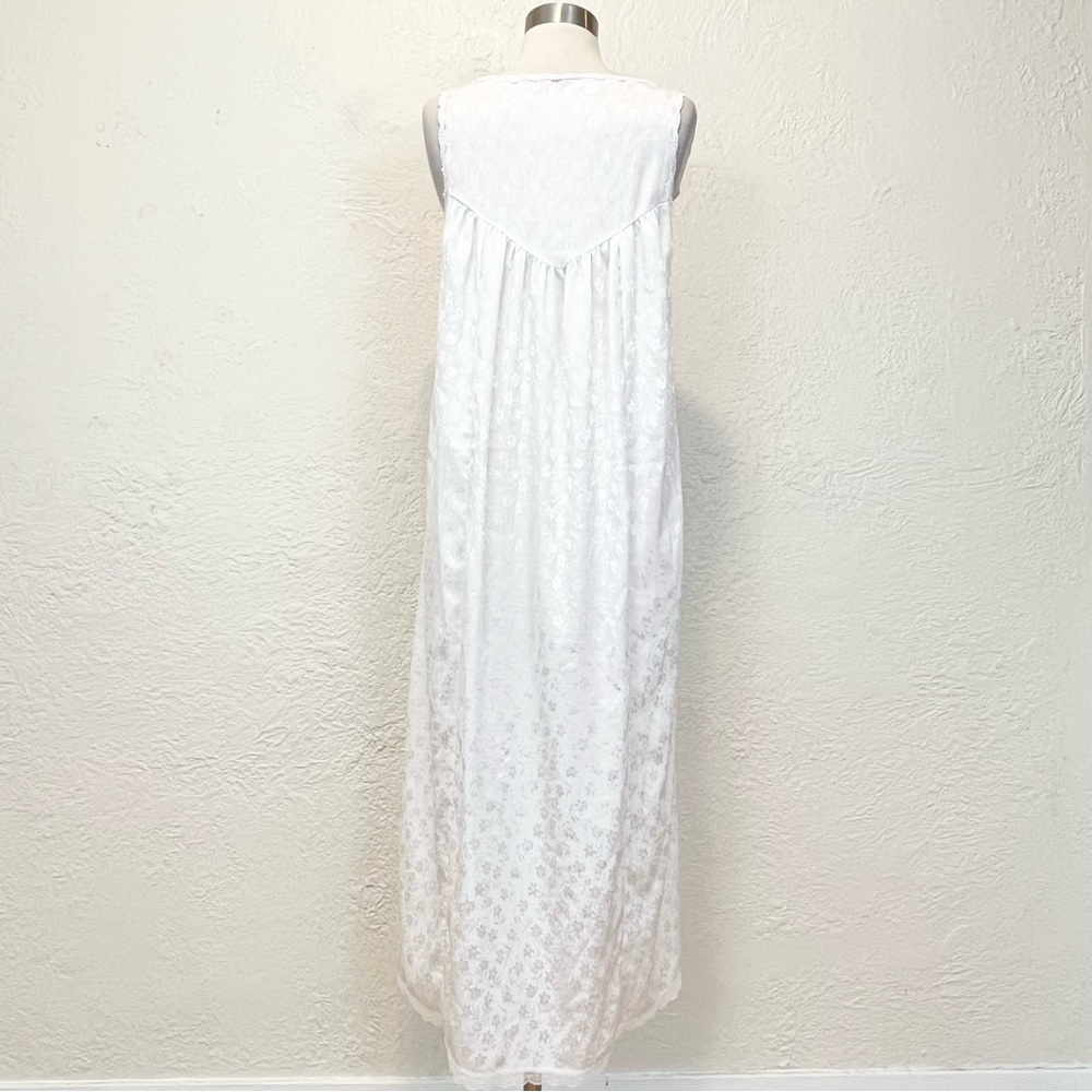 Vintage Christian Dior Slip Dress Nightgown White Satin Floral Lace Coquette M - Picture 10 of 10